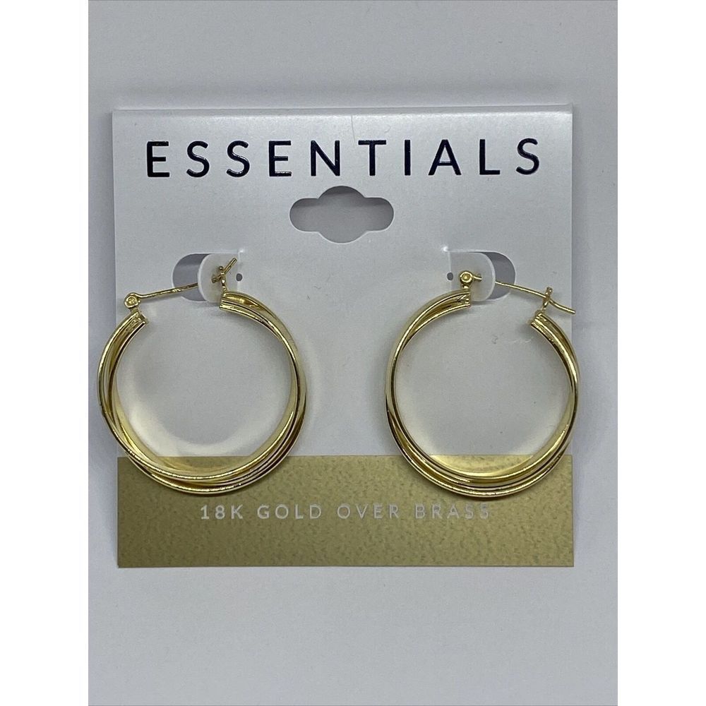 Essentials Small Multi-Ring Interlocked Silver Plate Earrings MSRP $50 CP203